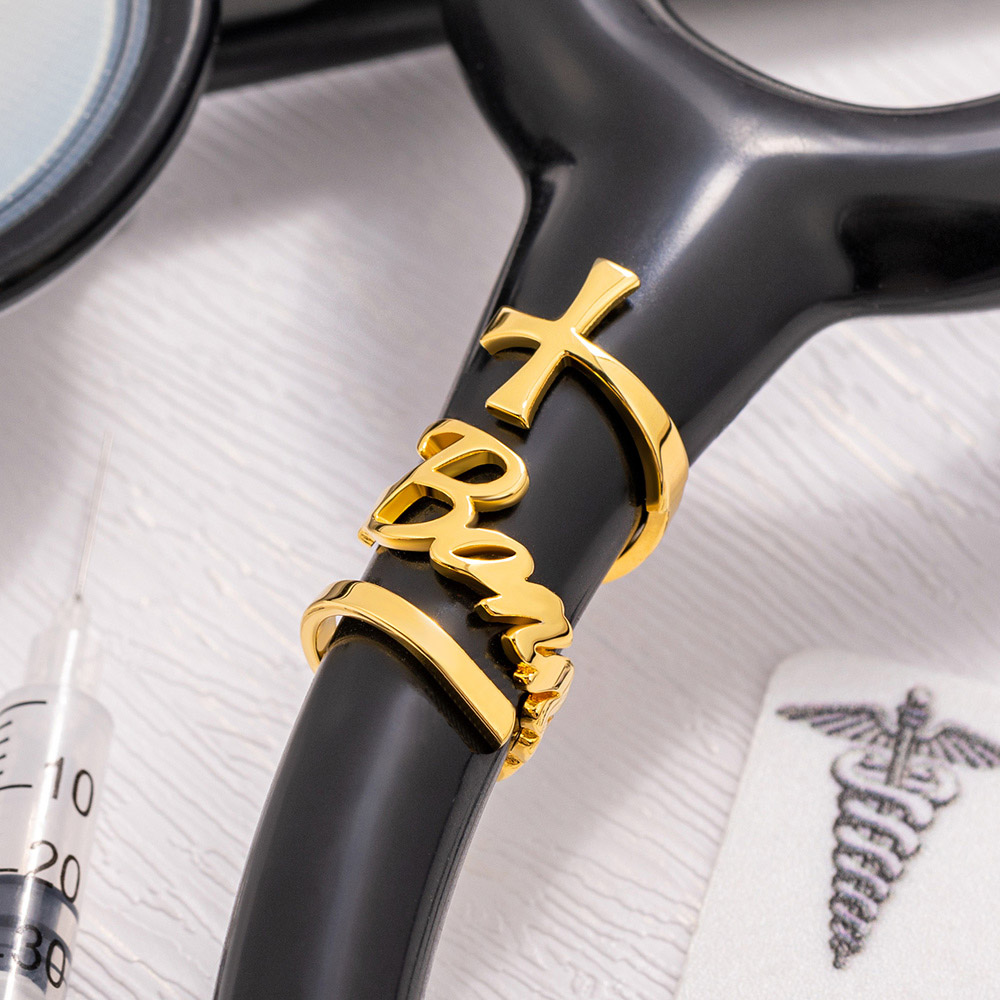 Medical Label - Estetoscopio cruzado médico personalizado, etiqueta de